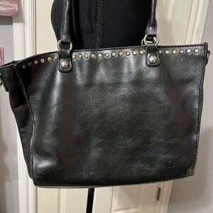 Patricia Nash Black Leather Shoulder Bag with Studded Details.